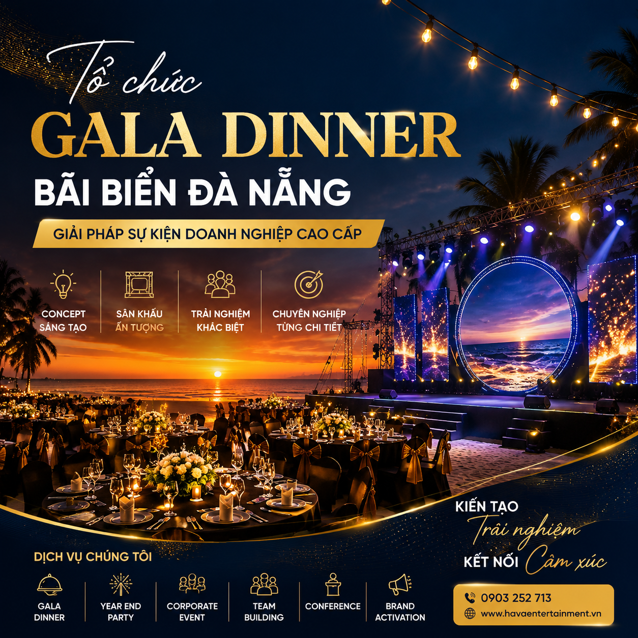 Tổ Chức [Gala Dinner] Bãi Biển Đà Nẵng Chuyên Nghiệp | Hava Entertainment